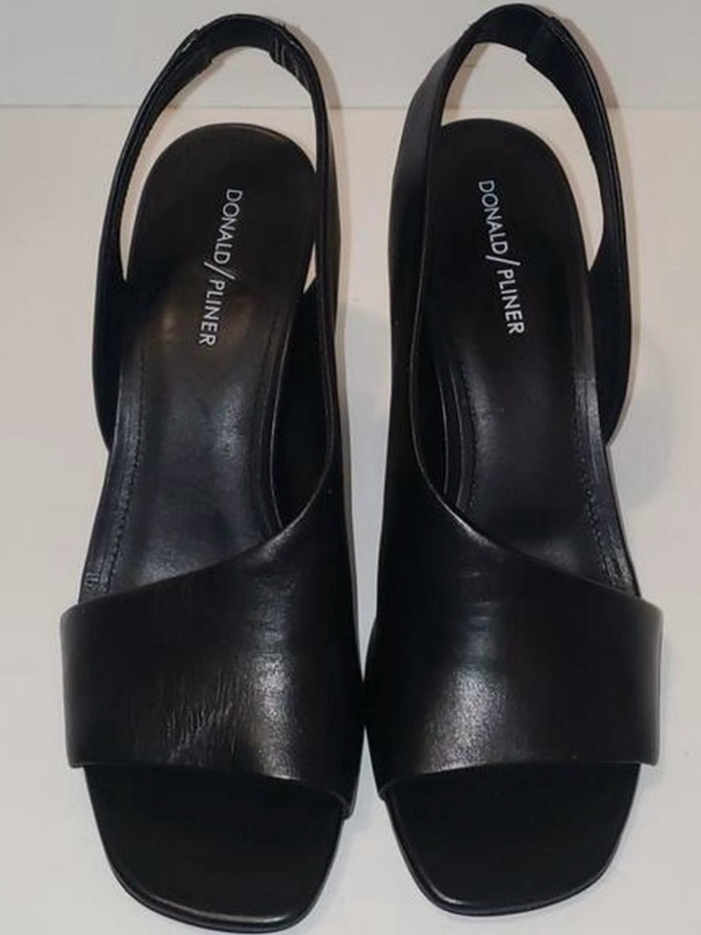 Donald J. Pliner Black Sandals with Metallic Hex Block Heels